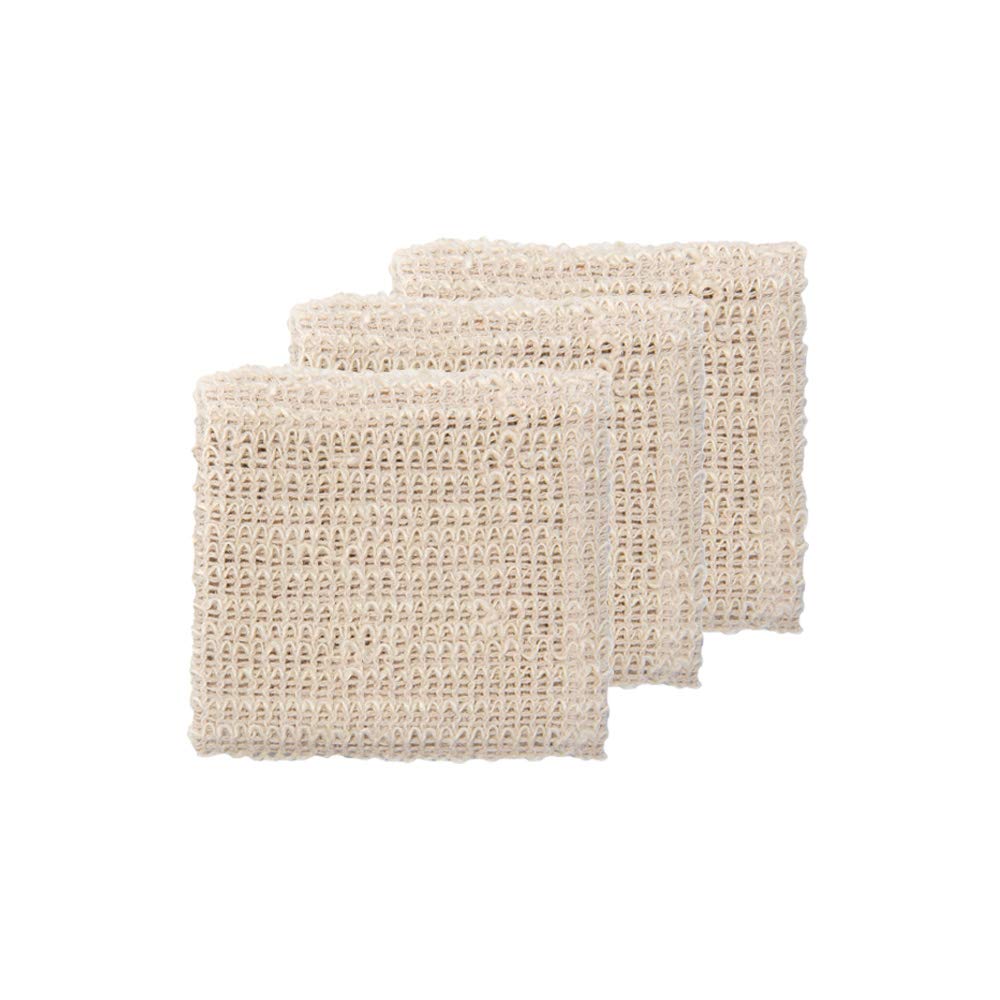 Sisal Exfoliating Washcloths | Eco-Friendly 100% Renewable Fiber Body Scrubber - 3 Pack
