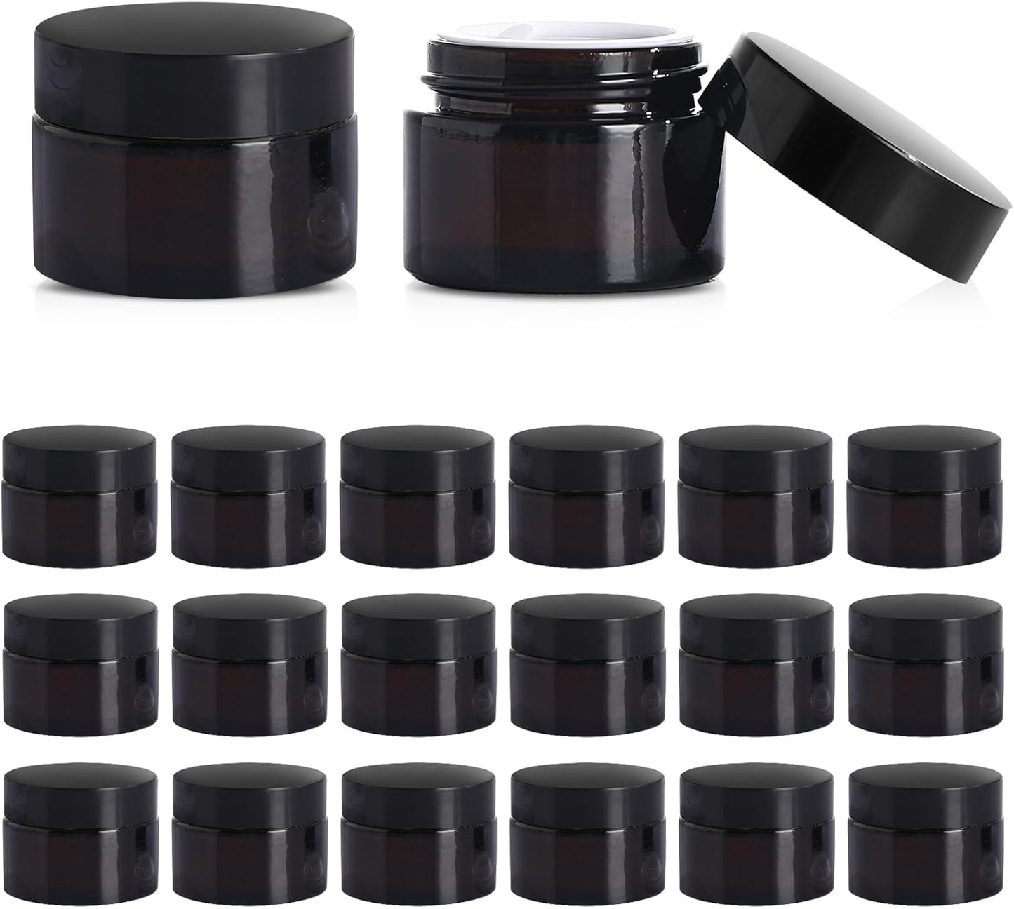 Amber Glass Jars - 1 Oz Refillable Airtight Containers for DIY | 36 Pack for Creams, Lotions, Candles, and More
