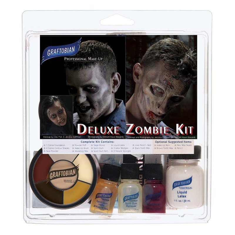 Graftobian Deluxe Zombie Makeup Kit - Theatrical Costume Makeup for Halloween & Cosplay | Complete Set