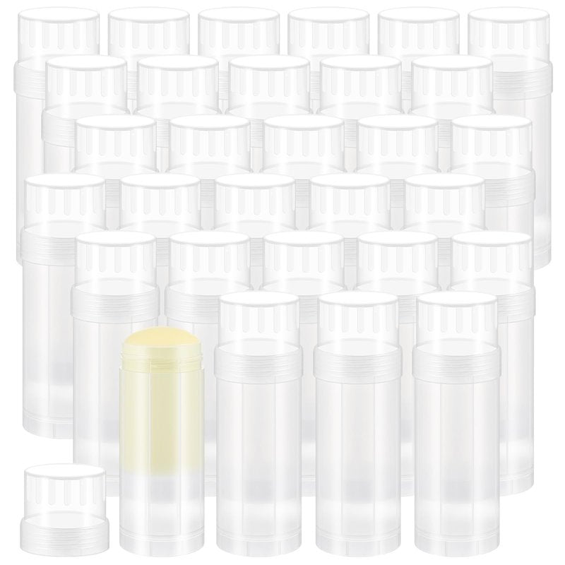 Teenyyou 30 Pcs 60ml/2oz Empty Deodorant Containers Twist Up Filling Bottle Refillable Plastic Deodorant Holder Tube for Homemade Lipstick Sunscreen Balm Lotion Bar (Translucent)