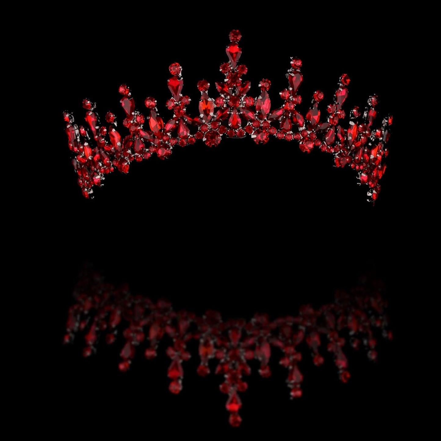 Women's Tiara for Henna Wedding Party - Glitter Hair Accessory | Shiny Red Crown for Bridal, Birthday, Prom, Halloween