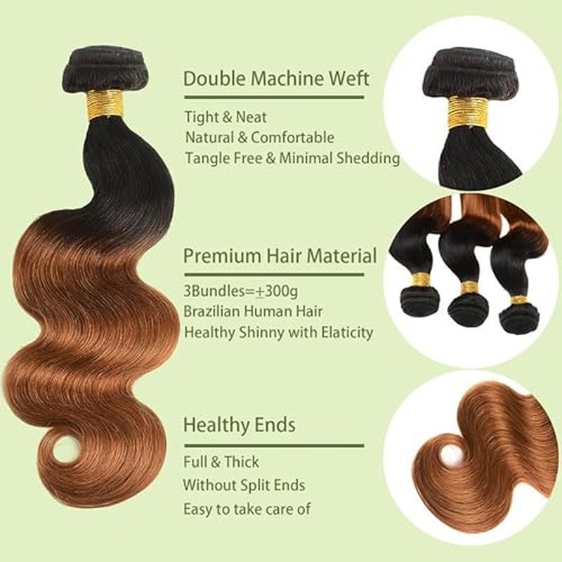 Honey Blonde Bundles Human Hiar 26 28 30 inch Ombre Straight Hair Weave for Black Women Brazilian Virgin Hair 12A Quick Weave 3 Bundles Double Weft£¨Black Ombre Honey Blonde£¬#T1B/27)