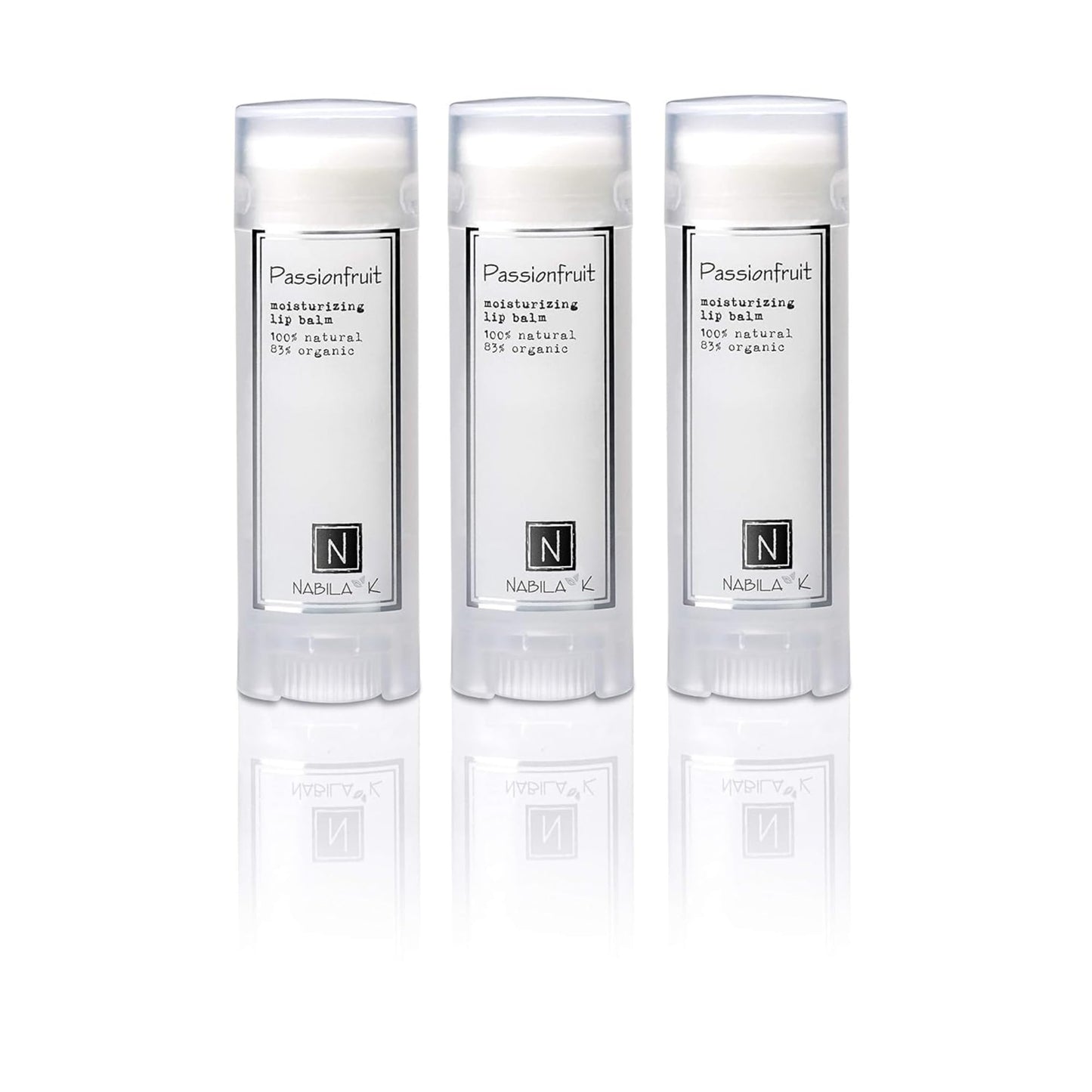 Nabila K Organic Lip Balm Set – 3 Pack – Passionfruit – Natural, Hydrating, Vegan & Petroleum-Free – 0.15 oz Each