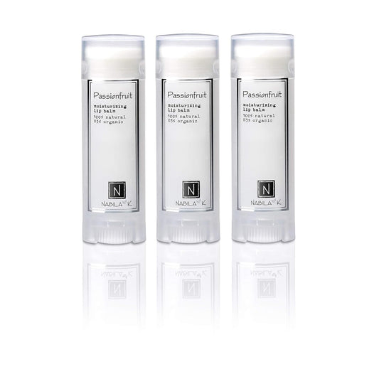 Nabila K Organic Lip Balm Set – 3 Pack – Passionfruit – Natural, Hydrating, Vegan & Petroleum-Free – 0.15 oz Each