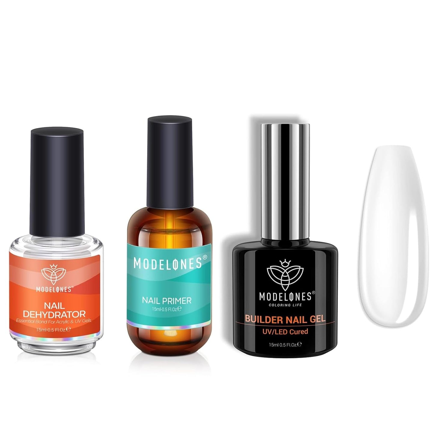 Modelones Nail Dehydrator and Primer Kit - Acid-Free Base Coat & Hema-Free Builder Gel, 15 ml