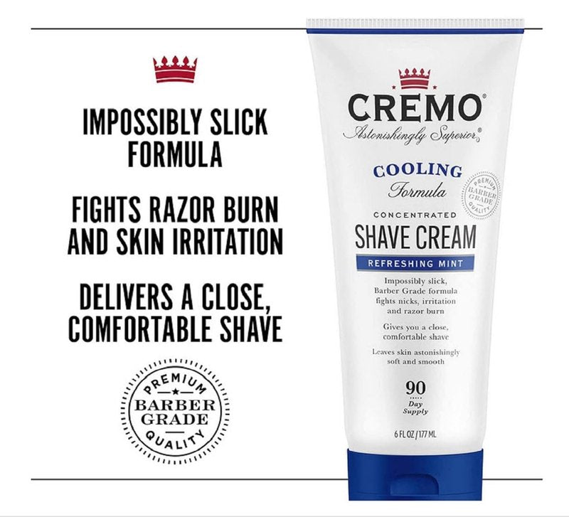 Cremo Cooling Shave Cream & Post Shave Balm - Soothes Razor Burn, 4 Oz | Barber Grade Formula