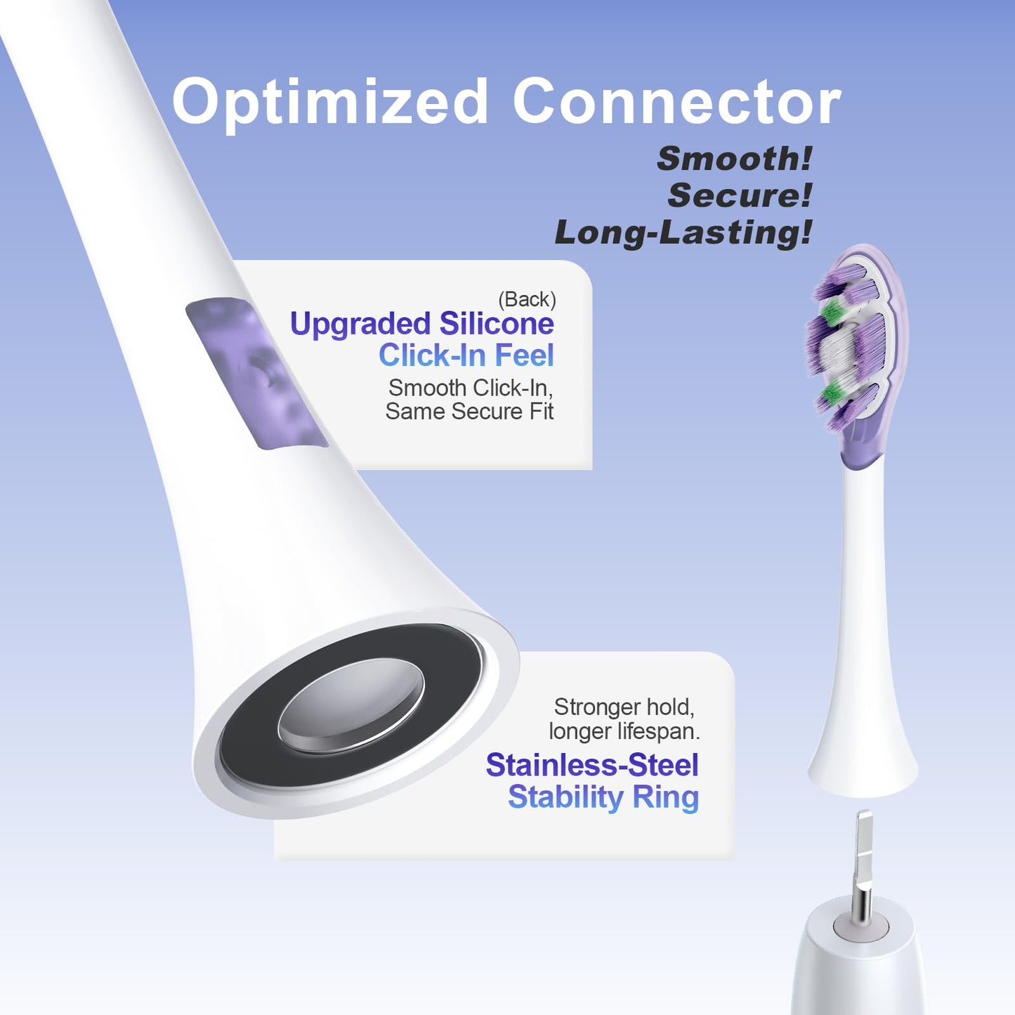 Replacement Toothbrush Heads Compatible with Philips Sonicare Click-on Handles Replacement Brush Head with Deep Reach Cleaning Electric Toothbrush Head, 8 Pack Replacement Heads