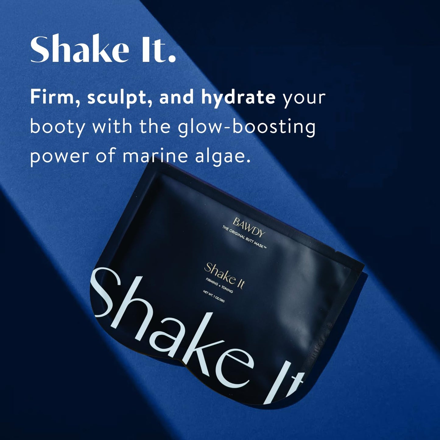 BAWDY Shake It 4 Pack - Marine Algae Beauty Mask for Your Butt - Firming + Illuminating Treatment for Your Behind - 2 Sheets, One for Each Cheek - Clean Beauty for Your Butt (4 Single Use masks)