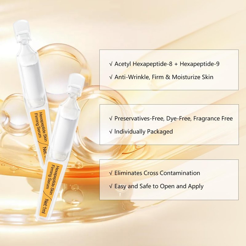BACHERI Firming Skin Serum with Acetyl Hexapeptide-8, Hexapeptide-9, Carnosine - Moisturizing, Hydrating and Antioxidant for Fine Lines, 15 Pcs/Box Ampoules