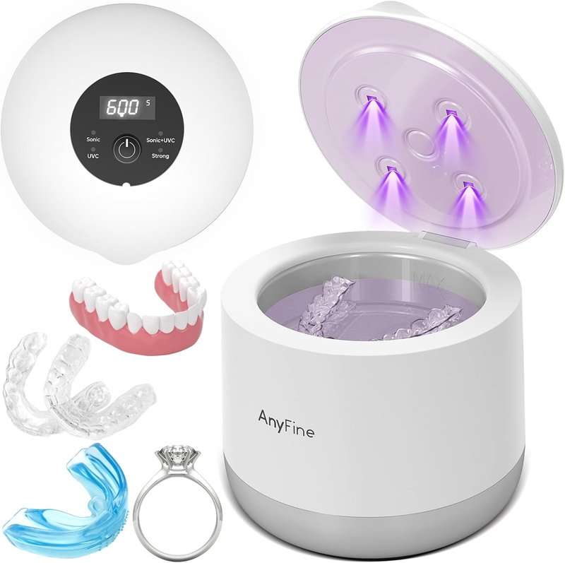 Ultrasonic Retainer Cleaner Machine - 45kHz Triple-Phase Purification for Dentures, Mouth Guards & Jewelry | 4 Cleaning Modes