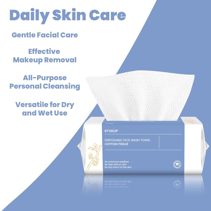 RTOEOP Disposable Face Towel, Disposable Biodegradable Clean Facial Wash Cloth for Sensitive Skin, Can be used for skin care and makeup removal，Lint- free Facial Tissue,Dry Wipes,400 Count