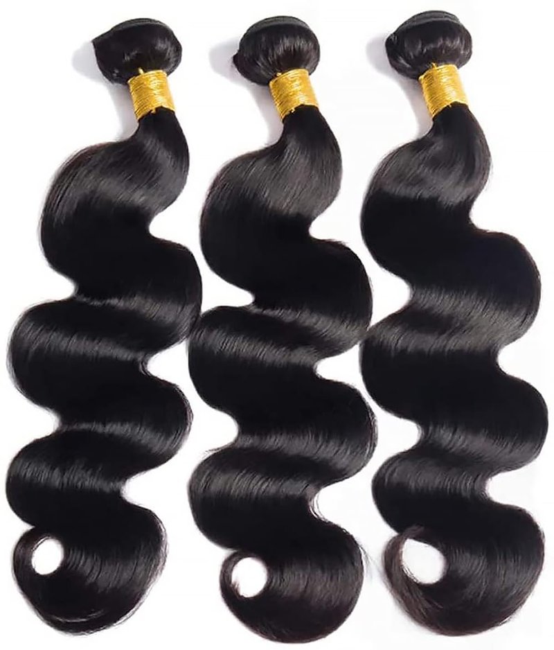 Body Wave Human Hair Bundles 18 20 22 Inch 1B Color Natural Black Bundles Human Hair 12A Unprocessed Native Virgin Hair 100/PC 3 Extensions Wet and Wavy Human Hair Extensions for Women