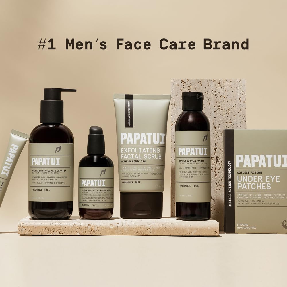 PAPATUI Men's Face Moisturizer - Restoring Formula with Niacinamide, Hyaluronic Acid & Ceramides | Unscented | 3.3 fl oz