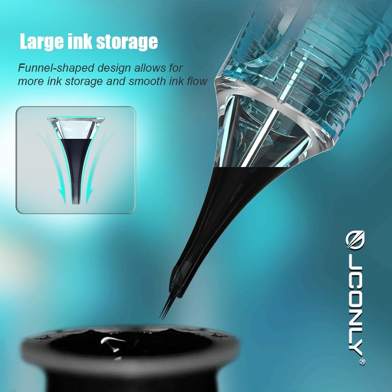 JCONLY VETAR TATTOO CARTRIDGE NEEDLES - 20Pcs Tattoo Needles #10 Bugpin 27 Curved Magnum Tattoo Cartridges 1027CML Tattoo Needles Diameter 0.30mm Long Taper 5mm Cartridges
