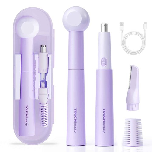 TOUCHBeauty Upgraded Nose Hair Trimmer for Women，All-in-1 Facial Hair Trimmer with 11,000 RPM Powerful Motor, Rechargeable, IPX7 Waterproof, for Face Ear Nose and Eyebrow