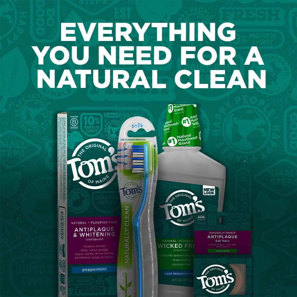 Tom's of Maine Sea Salt Natural Alcohol-Free Mouthwash, Refreshing Mint, 16 Fl Oz (Pack of 3)