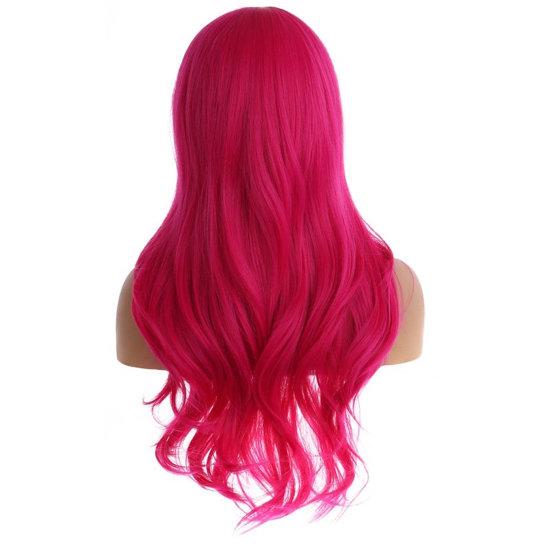 MAGQOO Hot Pink Wig for Women Neon Dark Pink Wig Long Curly Wavy Magenta Wigs Synthetic Heat Resistant