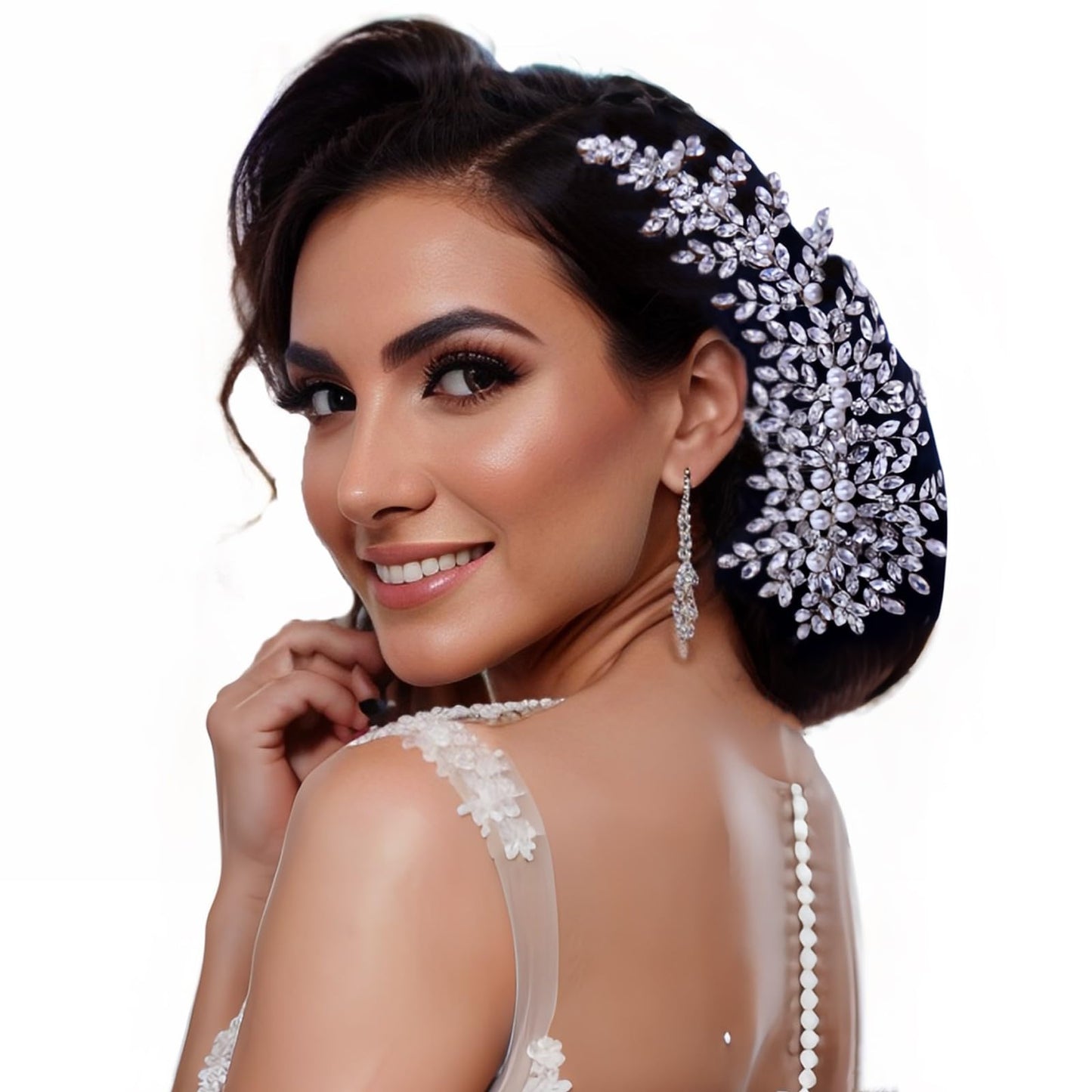 AMORARSI Crystal Wedding Hair Comb Bridal Hair Accessories Pearl and Rhinestone Bridal Side Combs for Women and Girls （Silver）