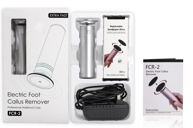 Upgraded Electric Foot Callus Remover 1200rpm, Professional Electric Pedicure Tools Foot Filer Sander for Dead Skin Cracked Heels, Adjustable Speed, 60 Replaceable Sandpaper Discs, FCR-2 Silver