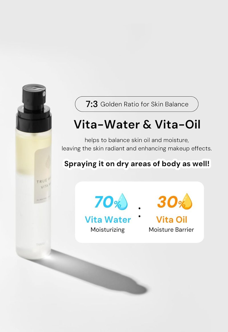 True Water Vita Mist - Hydrating Face Mist with 13 Vitamins & Sea Buckthorn Oil | 3.69 Fl Oz (105ml)