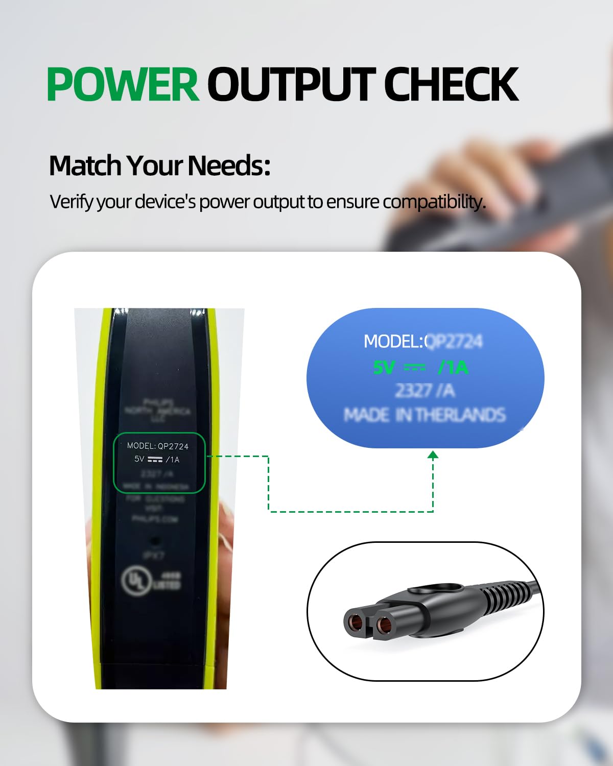 5V Fast Charger Fit for Philips Norelco One Blade 360 QP2724 QP2834 QP1924 QP4631 QP6542 QP6552 QP4530 QP1324, MG7910 MG5910 MG9510 MG9525 MG9525, for Phillips OneBlade Trimmer Electric Shaver Razor