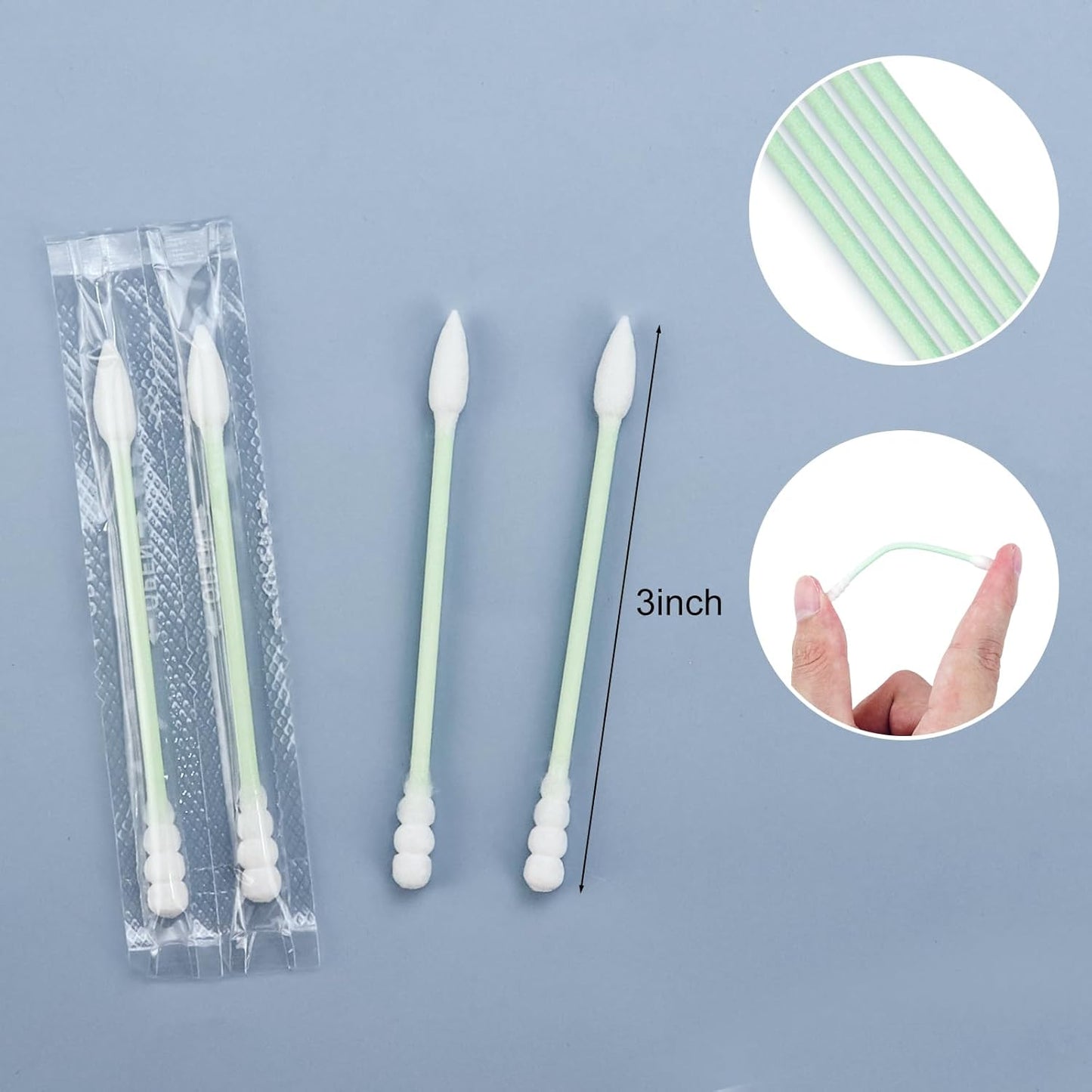 Individually Wrapped Cotton Swabs - 1000 Count Travel Swabs for Ear & Makeup | Green Spiral Pointed End