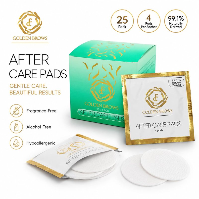 Golden Brows Piercing Aftercare Pads | Plant Based Fragrance Free Cotton Pads for piercing bump solution | Microblading Aftercare Cotton Rounds for Face & Body | Post-Procedure Essentials – 25 Pack