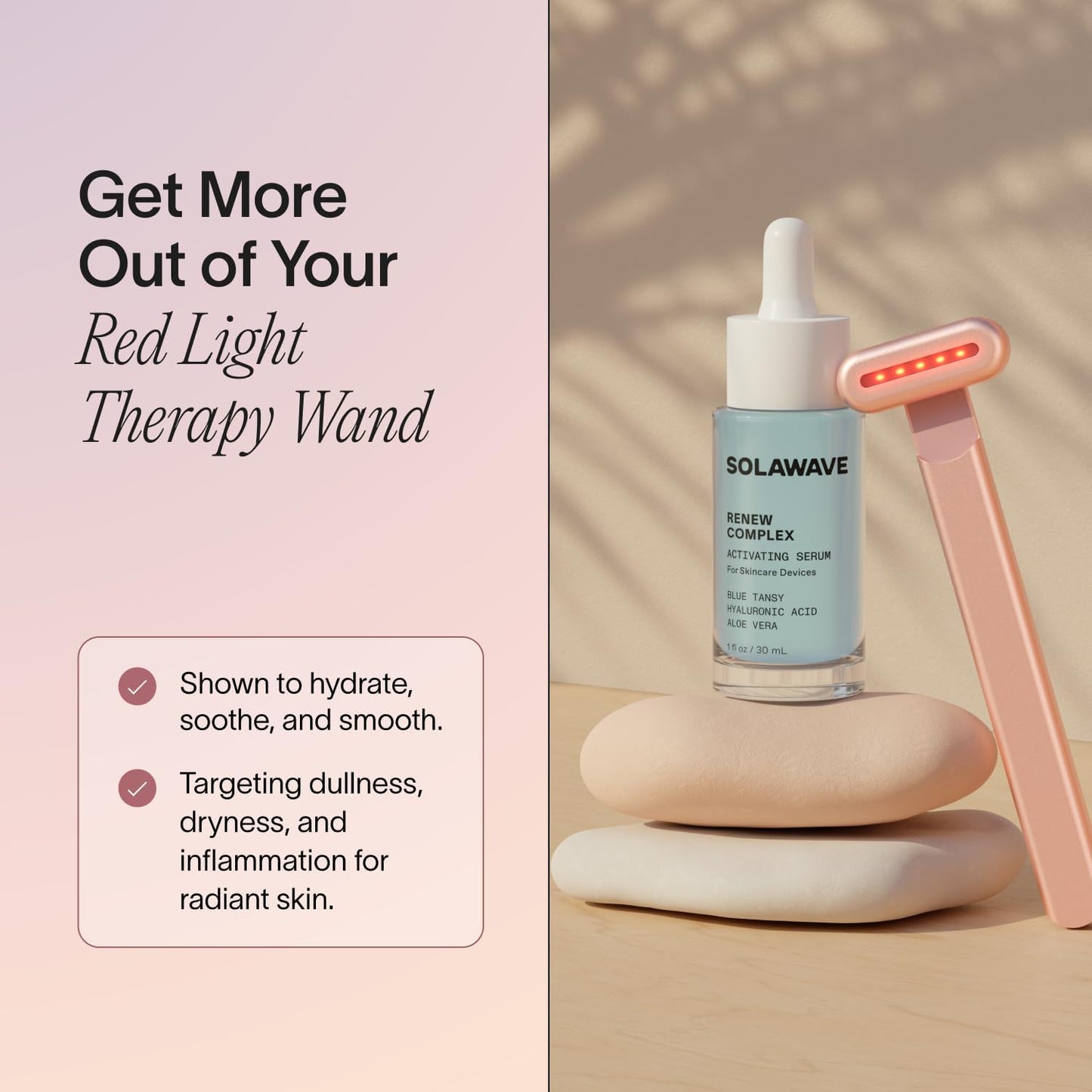 Solawave Renew Complex Red Light Therapy Activation Serum for Face & Neck | Pairs with LED Facial Wand Device | Hydrates & Plumps the Skin | Blue Tansy, Aloe Vera, Hyaluronic Acid (1 Oz)