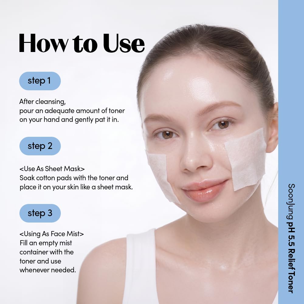 ETUDE SoonJung pH5.5 Relief Toner, Hydrating Toner for Sensitive Skin, Vegan Face Toner, Panthenol, Madecassoside, Moisturizer, Korean Skin Care, Korean Toner, Beauty (16.90 Fl Oz)