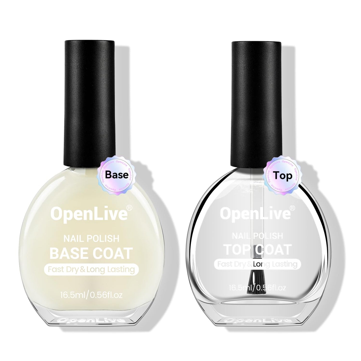 Quick Dry Nail Polish Set - Base & Top Coat, High-Gloss Finish | 16.5ml for DIY Nail Art