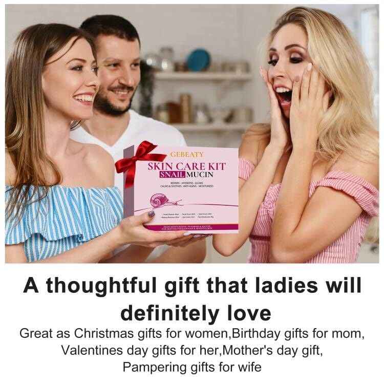 Skin Care Set,6 Pcs Korean Snail Mucin Essence Anti-aging Moisturize Repair Soothe Hydrate,Glass Skincare Kit for Dull & Dry Skin,Skincare Gift Set Teens Stocking Stuffers Christmas Gifts for Women