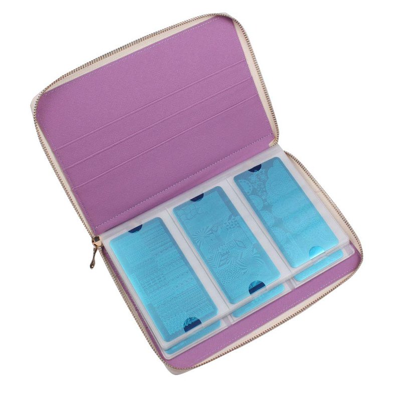 FingerAngel 72 Slots Holographic Nail Plates Holder Case Stamping Templates Organizer Square & Round Printing Molds Collection Manicure Tool Accessorie (Silver)