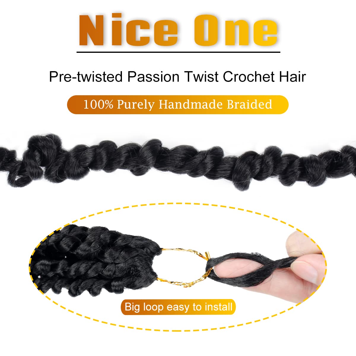 Nice One Pre-Twisted Passion Twist Hair 18 Inch, 112 Strands Long Passion Twist Crochet Hair for Women 8 Packs Pre-Looped Passion Twists Braiding Synthetic Hair Extensions (18 Inch (Pack of 8), T30)