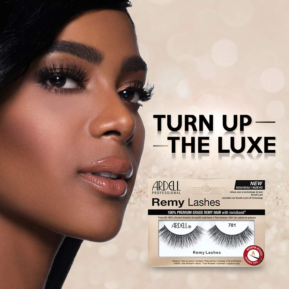 Ardell Remy Lash 781, Premium Grade Remy Hair False Lashes with Invisiband, 4 pairs