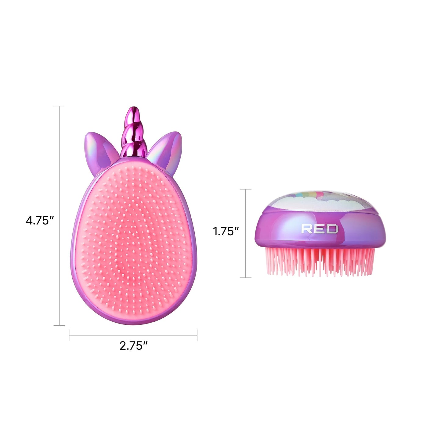 Red by Kiss Unicorn Detangler Brushes, Cute Kids Hairbrush Easy Wet Dry Hair Detangling & Styling, Scalp Massage & Smooth (Mini, Purple)