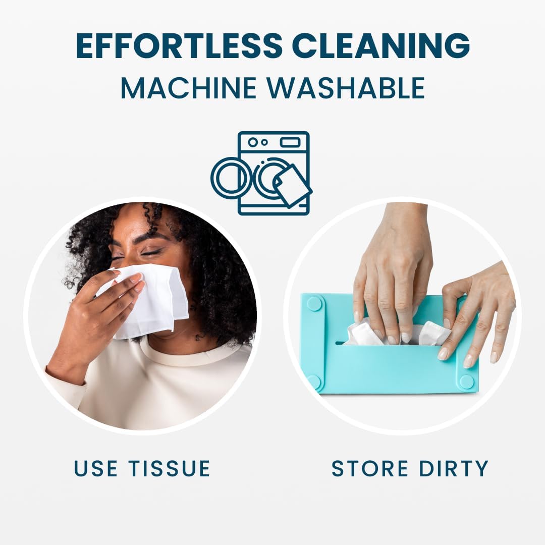 Reusable Cotton Tissue Box - Eco-Friendly Face Towels & Handkerchiefs for Men & Women | Washable Tissue with Storage Case