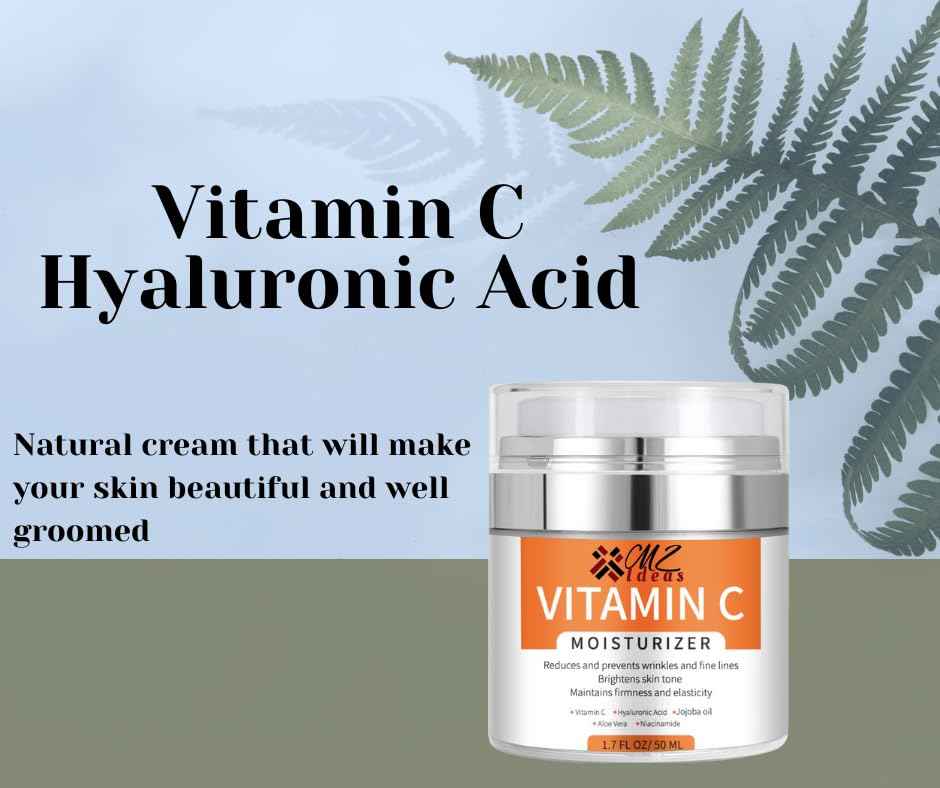 MZ Ideas Vitamin C Moisturizer face Cream - Neck and Decollete, Brighten skin - Reduces Wrinkles and fine lines, deep hydration and firming - Made in USA, 1.7 fl oz