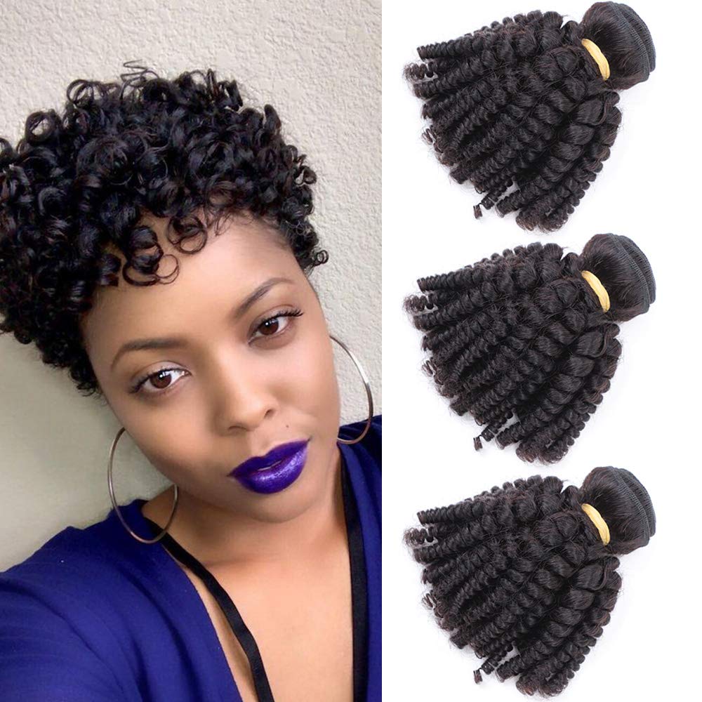 VIOLET Brazilian Funmi Hair 3 Bundles Spiral Curl Short Curly Weave 9A 100% Unprocessed Human Hair Extensions Full Head