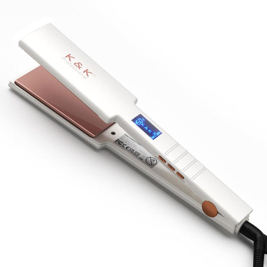 K&K Nano Hair Straightener for Women, Adavance Ceramic Coated Plates Flat Iron Digital Display Ultra-Fast Heat Up Auto Safety Shut Off Plancha De Pelo Dual Voltage UK Plug, for Short Hair