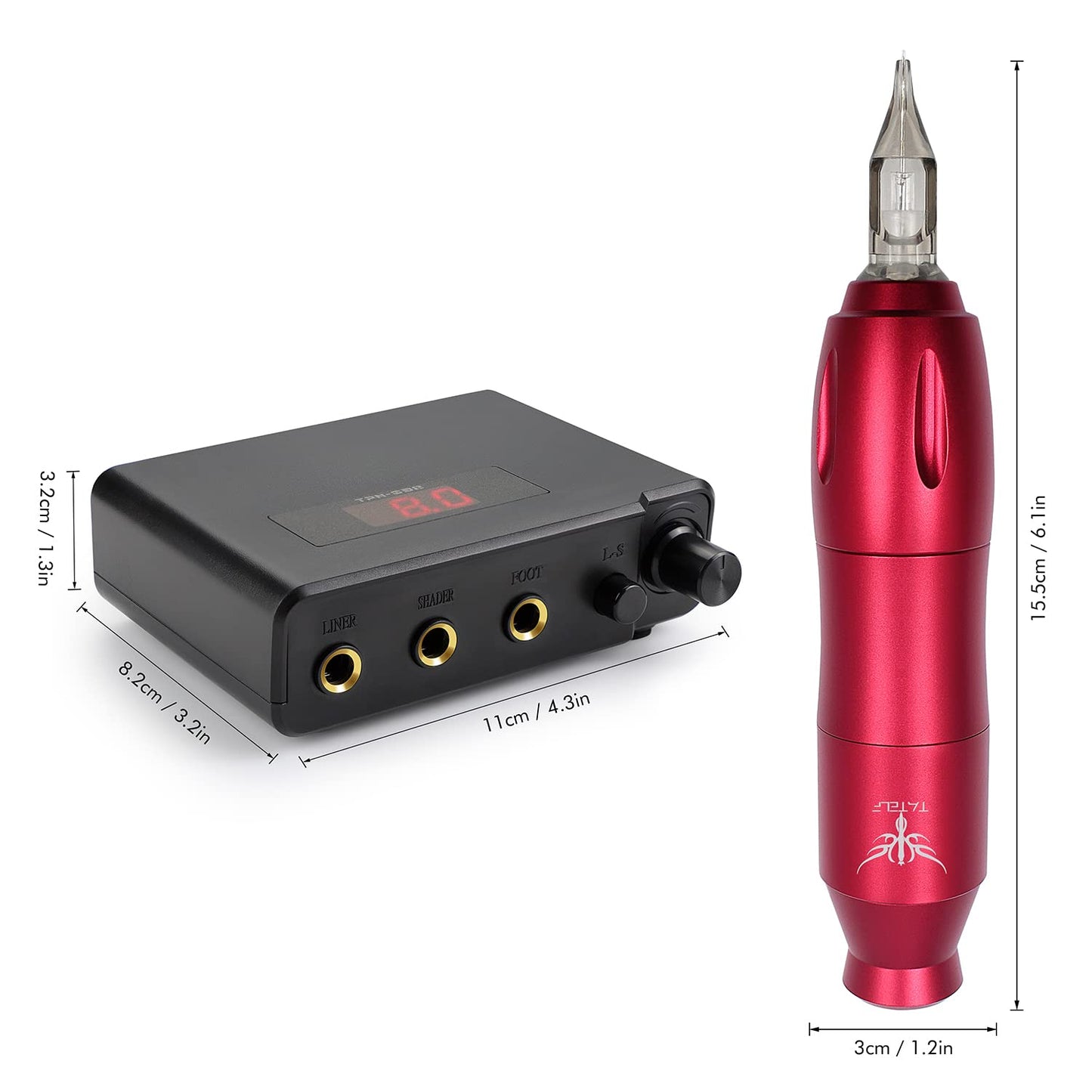 TATELF Complete Tattoo Gun Rotary Tattoo Machine Kit RCA G16 Short Pen 4.0mm Stroke Power Supply Foot Pedal 20pcs Cartridge needles 7 Colors ink for Beginners Tattoo Artists(Black)