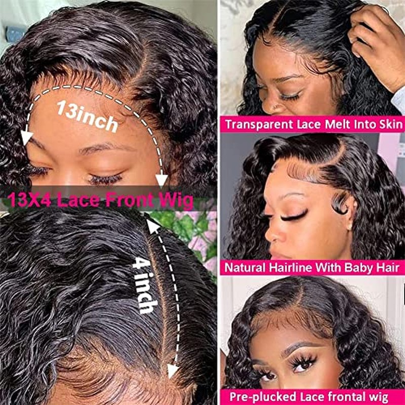 Foreverlove Deep Curly Lace Front Wigs Human Hair Natural Color 13x4 HD Lace Wigs for Black Women 200% Density 10A Grade Brazilian Virgin Human Hair (18 Inch)
