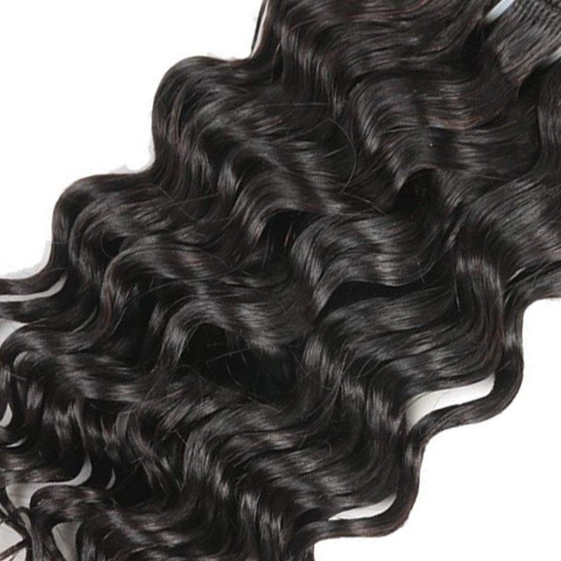 Deep Wave Human Hair Bundles - Unprocessed Brazilian Curly Weave, Double Weft, Natural Black | 12 Inch, 50g, 4 Bundles for Full Head