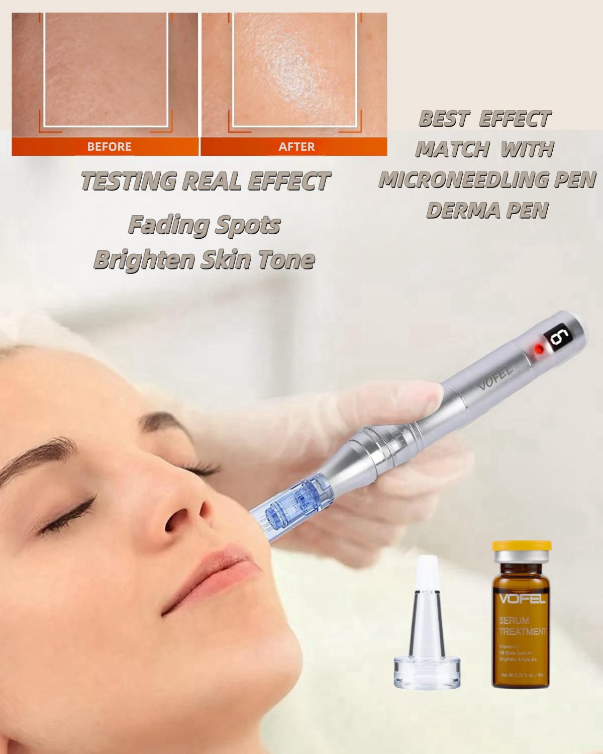 VOFEL Vitamin C Serum for Face Hyaluronic Acid Serum Anti Aging Moisturizer 0.35 oz 4 Vials Facial Serums (4pc new vc kit)