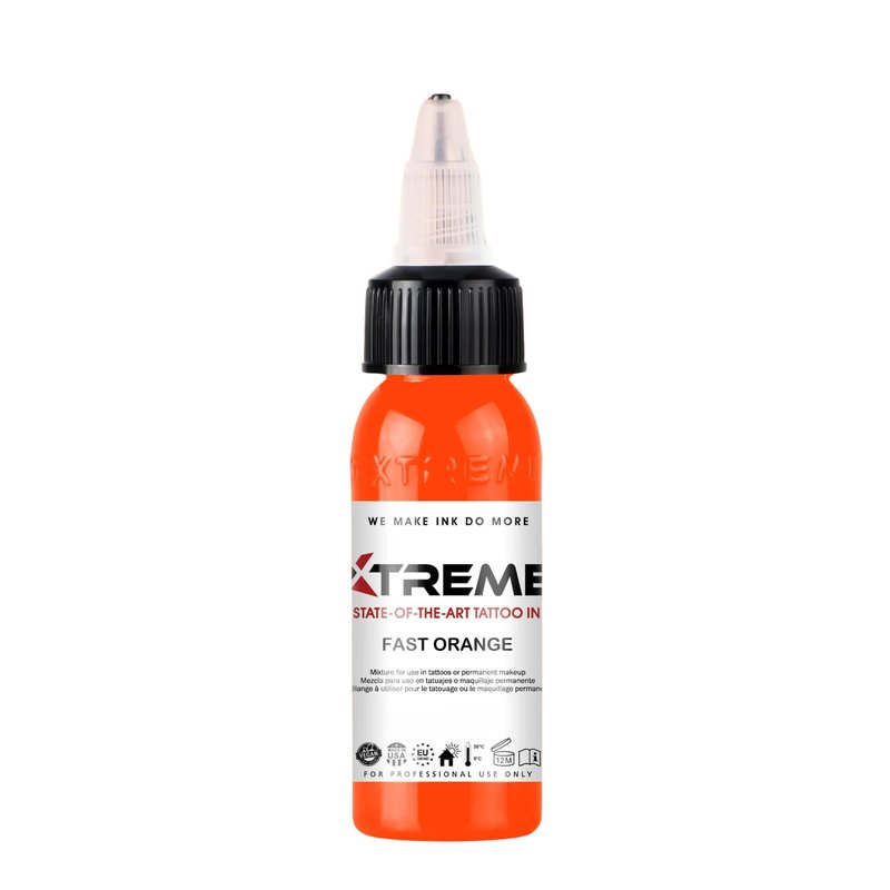 Xtreme Tattoo Ink, Versatile Medium Viscosity for Precision Tattooing, Rich Hue, Quick Healing, Acrylic-Free, Water Based, Highest Safety Standards - Ready-to-Use Tattoo Ink (Fast Orange, 4 oz)