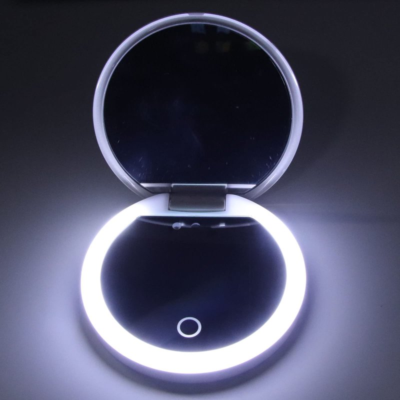 Vvikizy 2X Magnification Makeup Mirror with LED Light Mirror for Sunscreen Test with LED Light, Portable Cosmetic Mirror for Travel, Ideal for Sunscreen Compact & Travel Mirrors