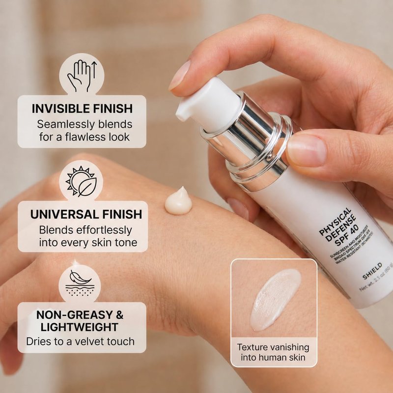 Ria Sunscreen & Moisturizer – Broad Spectrum Face Lotion with Vitamin E – Lightweight, Non-Greasy Daily Skin Protection (Physical Daily Defense with SPF 40)
