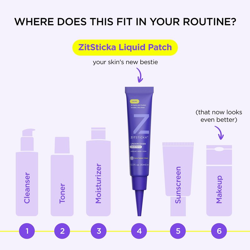ZitSticka Liquid Pimple Patch - Invisible Pimple Patches for Face, Pimple Cream, Salicylic Acid Spot Cover For Face, Liquid Pimple Patch Large & Clear Fits to Makeup (Liquid Patch 0.3oz,10ml)
