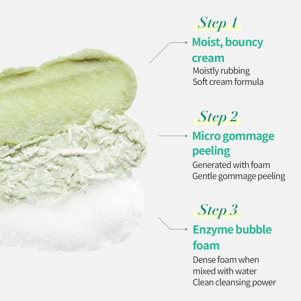 COSCELL Green Papaya PDRN Gommage Foam, Gentle Exfoliating Facial Cleanser, 3-Step Cream to Gommage to Foam Facial Cleanser, Daily Pore Cleansing Korean Face Wash with Papaya Extract, 120g