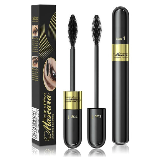 Tiejdhr Telescopic Tubing Mascara, 2 in 1 Vibely Long-Lasting Waterproof & Smudge-Proof 4D Silk Fiber, Volume and Length Black No Flaking and No Clumping (Pack of 1)