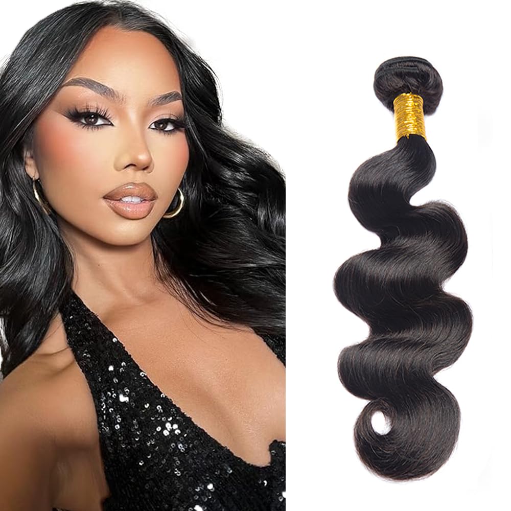 Body Wave Bundles Human Hair #1B Body Wave Bundle 24 inch Unprocessed Human Hair 1 Bundle Natural Black Color 100g